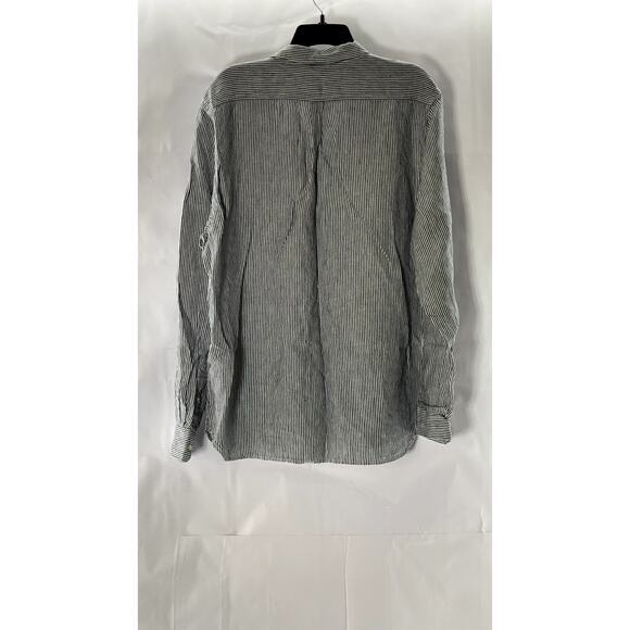 KNOWLEDGE COTTON APPAREL Men's Blue/White Pinstripe Linen Button-Up Shirt SZ 2XL - Picture 2 of 9